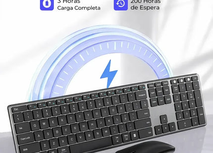 Combo Teclado y Mouse Inalámbricos Bluetooth Recargables